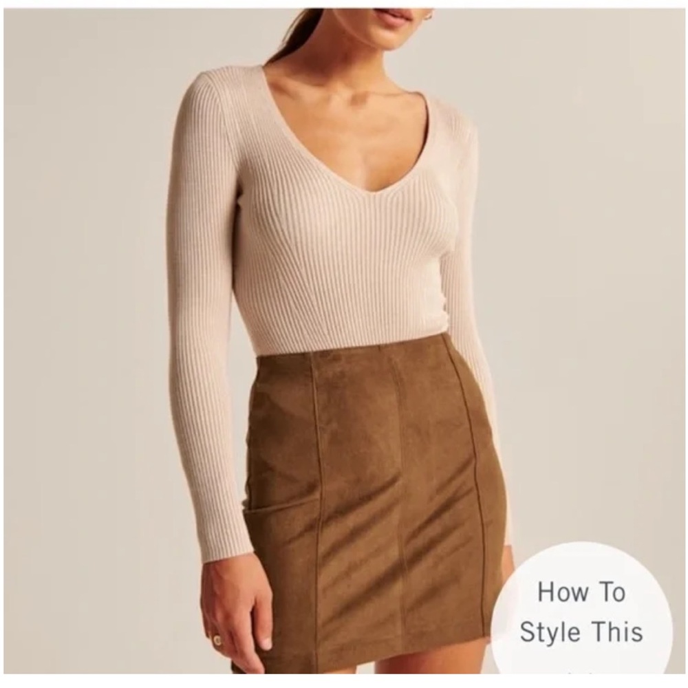 Abercrombie Vegan Suede Mini Skirt Brown XS NWOT